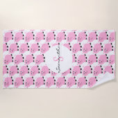 Personalisierte Niedliche Pink Pig Pattern Girls Strandtuch (Vorderseite)