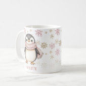 Personalisierte Niedliche Pink Winter Pinguine Wei Kaffeetasse (Vorderseite Links)