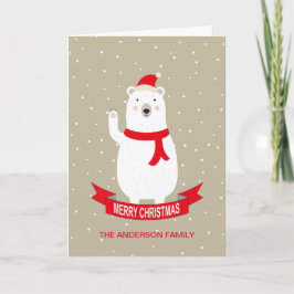 Personalisierte Niedliche Polar Bear Weihnachtskar Feiertagskarte