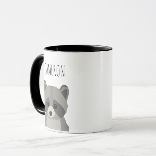 Personalisierte Niedliche Raccoon-Darstellung Tasse (Vorderseite Links)