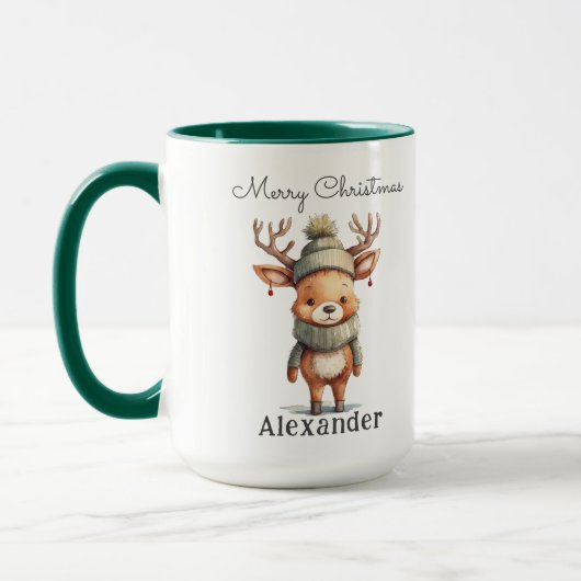 Personalisierte Niedliche Reindea Weihnachten Tasse (Links)