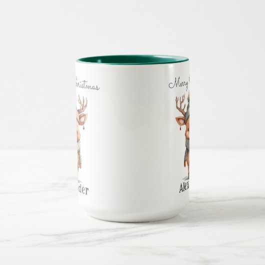 Personalisierte Niedliche Reindea Weihnachten Tasse (Zentrum)