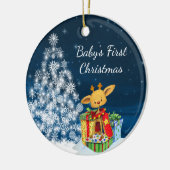 Personalisierte Niedliche Rentier Baby's First Chr Keramikornament (Links)