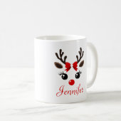 Personalisierte Niedliche Rentier Weihnachts-Tasse Kaffeetasse (VorderseiteRechts)