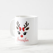 Personalisierte Niedliche Rentier Weihnachts-Tasse Kaffeetasse (Vorderseite Links)