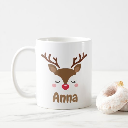 Personalisierte niedliche Rentierfestivals Kaffeetasse (Mit Donut)