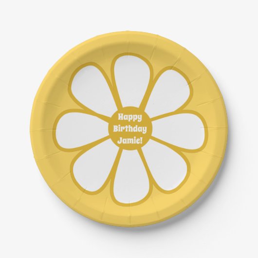 Personalisierte Niedliche Retro Daisy Blume Pappteller (Vorderseite)