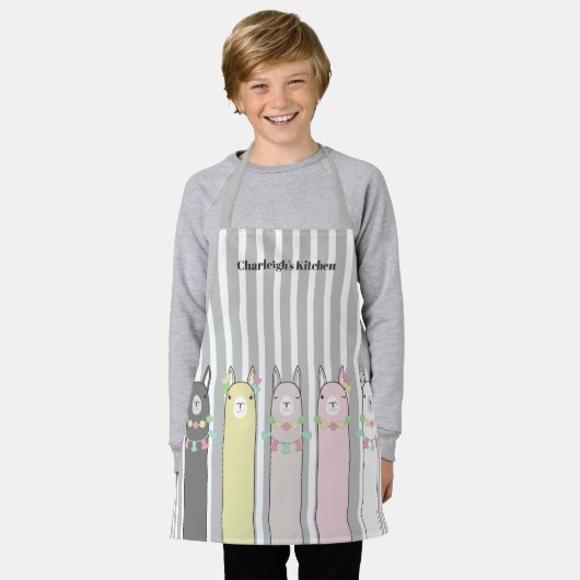 Personalisierte Niedliche Retro-Farbenfrohe Lama G Schürze (Getragen)