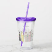 Personalisierte Niedliche Retro-farbige Llamas Acryltrinkbecher (Rückseite)