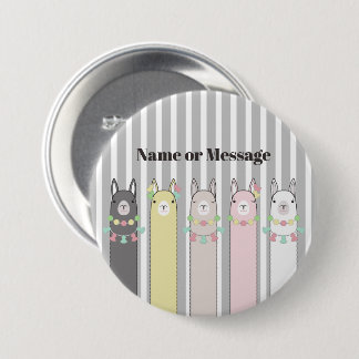 Personalisierte Niedliche Retro-farbige Llamas Button