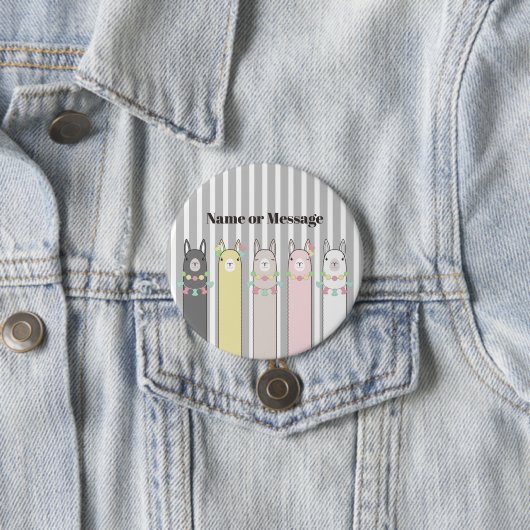 Personalisierte Niedliche Retro-farbige Llamas Button (Beispiel)