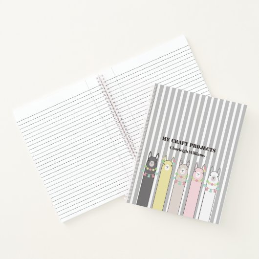 Personalisierte Niedliche Retro-Farbige Llamas Kin Notizblock (Innenseite)