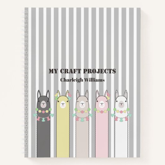Personalisierte Niedliche Retro-Farbige Llamas Kin Notizblock (Vorderseite)