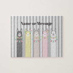 Personalisierte Niedliche Retro-Farbige Llamas Kin Puzzle