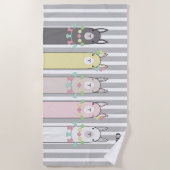 Personalisierte Niedliche Retro-Farbige Llamas Kin Strandtuch (Vorderseite)