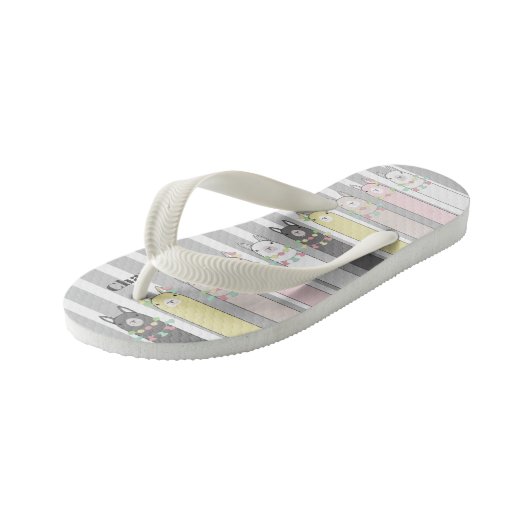 Personalisierte Niedliche Retro-farbige Llamas Kinderbadesandalen (Schrägansicht)