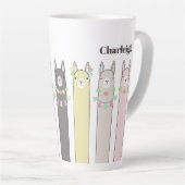 Personalisierte Niedliche Retro-farbige Llamas Milchtasse (Rechte Ecke)