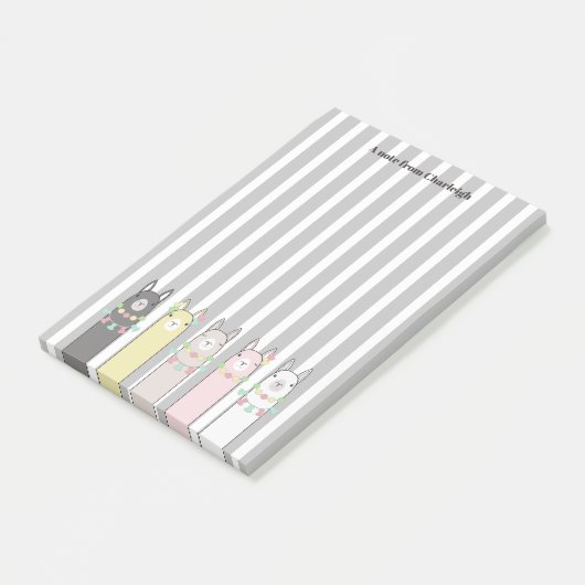 Personalisierte Niedliche Retro-farbige Llamas Post-it Klebezettel (angewinkelt)