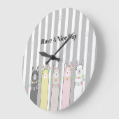 Personalisierte Niedliche Retro-Llamas Große Wanduhr (Winkel)
