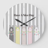Personalisierte Niedliche Retro-Llamas Große Wanduhr (Vorderseite)