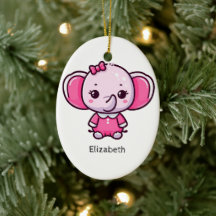 Personalisierte Niedliche Rosa Baby Elephant Ornam