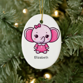 Personalisierte Niedliche Rosa Baby Elephant Ornam Keramik Ornament