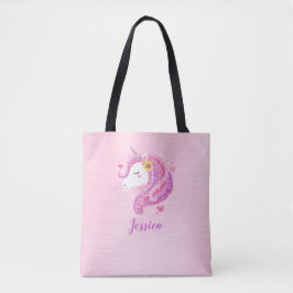 Personalisierte Niedliche Rosa Girl Einhorn Tote T Tasche
