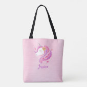 Personalisierte Niedliche Rosa Girl Einhorn Tote T Tasche (Rückseite)