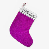 Personalisierte niedliche rosa Glitter Kleiner Weihnachtsstrumpf (Vorderansicht (hängend))