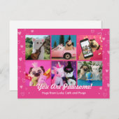 Personalisierte Niedliche Rosa Herz FotoCollage Postkarte (Vorne/Hinten)