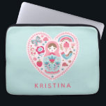 Personalisierte Niedliche Rosa Herz Nesting Doll Laptopschutzhülle<br><div class="desc">Eine hübsche aquamarine und rosa Matryoshka Nistkerdoll Laptop Ärmel. So viel Spaß für die Rückkehr in die Schule! Personalisieren Sie es mit Ihrem Namen oder geben Sie es als Geschenk. Entworfen für Sie von BlackBerry Boulevard.</div>