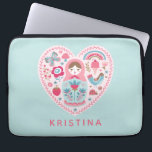 Personalisierte Niedliche Rosa Herz Nesting Doll Laptopschutzhülle<br><div class="desc">Eine hübsche aquamarine und rosa Matryoshka Nistkerdoll Laptop Ärmel. So viel Spaß für die Rückkehr in die Schule! Personalisieren Sie es mit Ihrem Namen oder geben Sie es als Geschenk. Entworfen für Sie von BlackBerry Boulevard.</div>