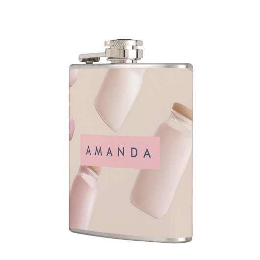 Personalisierte Niedliche Rosa Kekse und Erdbeermi Flachmann (Links)