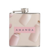 Personalisierte Niedliche Rosa Kekse und Erdbeermi Flachmann (Vorderseite)