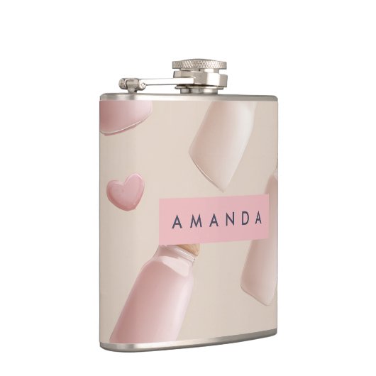 Personalisierte Niedliche Rosa Kekse und Erdbeermi Flachmann (Rechts)