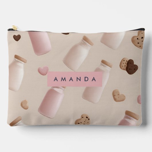 Personalisierte Niedliche Rosa Kekse und Erdbeermi Zubehörtasche (Vorderseite)