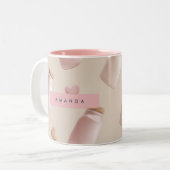 Personalisierte Niedliche Rosa Kekse und Erdbeermi Zweifarbige Tasse (Vorderseite Links)
