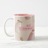 Personalisierte Niedliche Rosa Kekse und Erdbeermi Zweifarbige Tasse (Links)