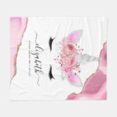 Personalisierte Niedliche rosa Kinder Einhorn Fleecedecke (Vorderseite (Horizontal))