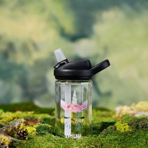 Personalisierte Niedliche rosa Kinder Einhorn Trinkflasche