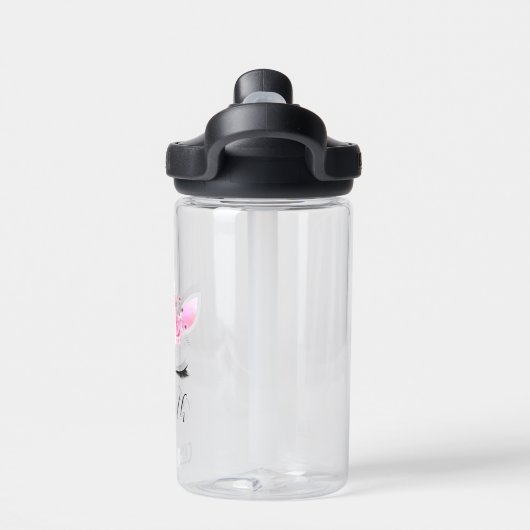 Personalisierte Niedliche rosa Kinder Einhorn Trinkflasche (Rückseite)