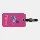 Personalisierte Niedliche rosa Kinder Einhorngepäc Gepäckanhänger (Rückseite horizontal)