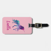 Personalisierte Niedliche rosa Kinder Einhorngepäc Gepäckanhänger (Vorderseite horizontal)