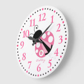 Personalisierte Niedliche Rosa Ladybug Große Uhr (Winkel)