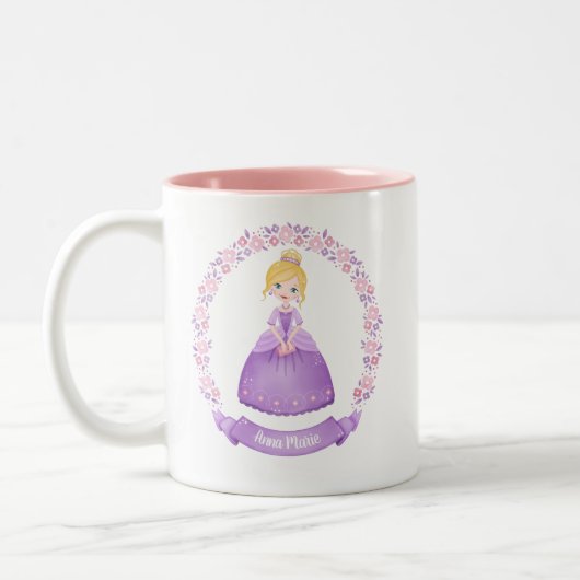 Personalisierte Niedliche Rosa Lila Prinzessin Zweifarbige Tasse (Links)