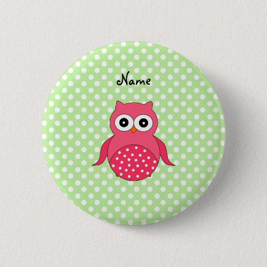 Personalisierte niedliche rosa Namenseule Button (Vorderseite)