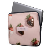 Personalisierte Niedliche Rosa Schokolade gedippt  Laptopschutzhülle (Vorderseite Links)