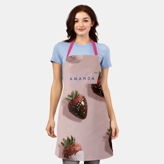Personalisierte Niedliche Rosa Schokolade gedippt  Schürze (Getragen)