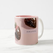Personalisierte Niedliche Rosa Schokolade gedippt  Zweifarbige Tasse (VorderseiteRechts)