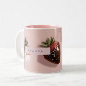 Personalisierte Niedliche Rosa Schokolade gedippt Zweifarbige Tasse (Vorderseite Links)